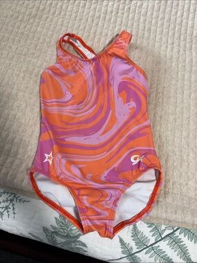 GK Orange & Pink Swirl Girls' Leotard